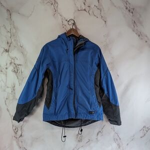 REI Rain Jacket Womens Small Blue Elements E1 Hood Coat Nylon Pit Zips